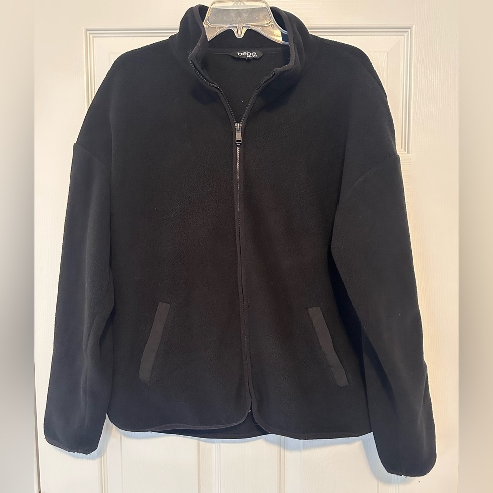 bebe Black Full-Zip Lightweight Fleece Jacket